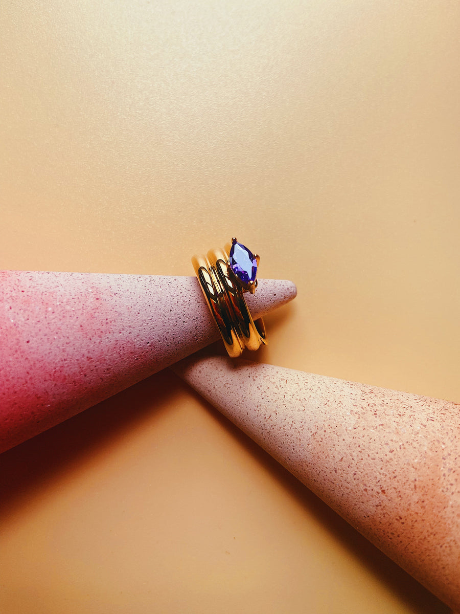 Zahra Amethyst Gold Ring - Milgo Awad